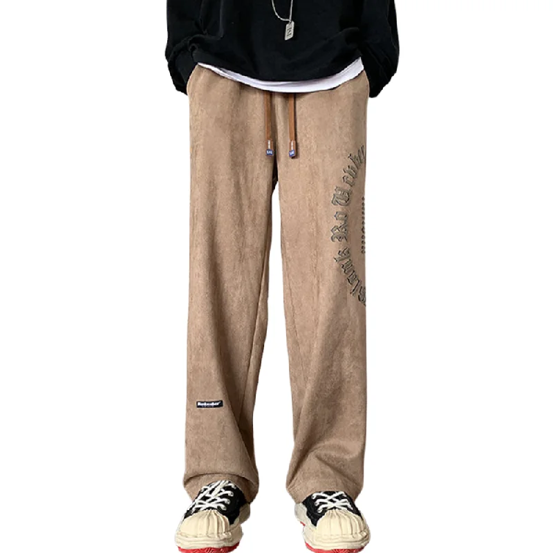 Letter Print Suede Sweatpants