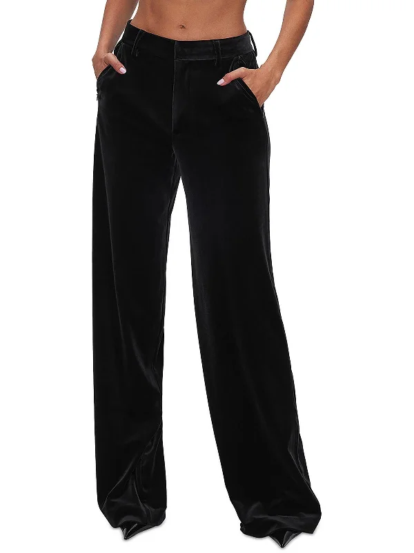 Womens Velvet Casual Wide Leg Pants