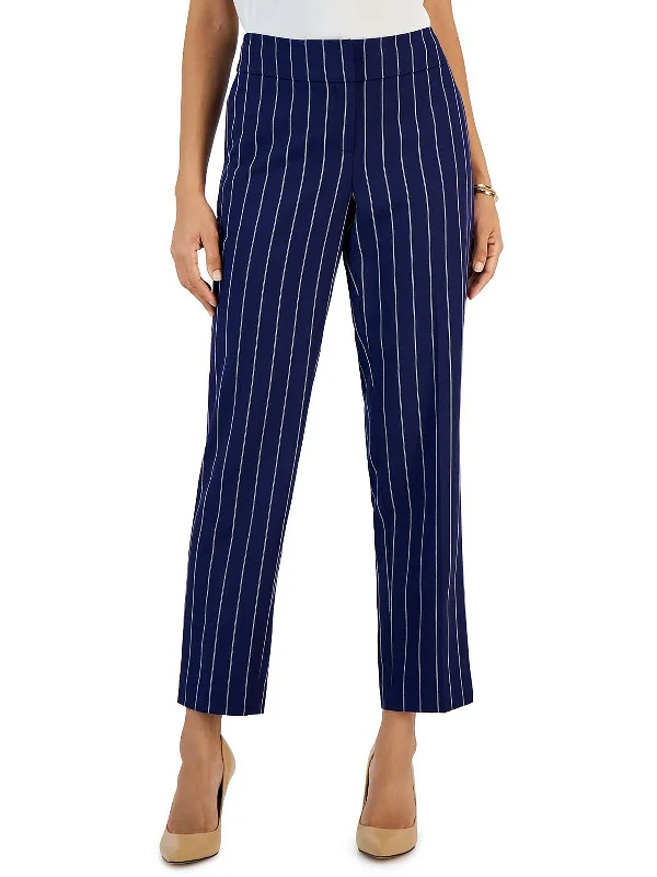 Womens Woven Striped Straight Leg Pants