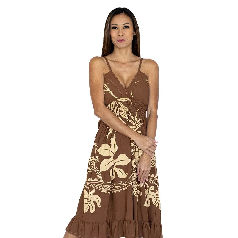 Turtle Fern V-Neck Dress, Made in Hawaii