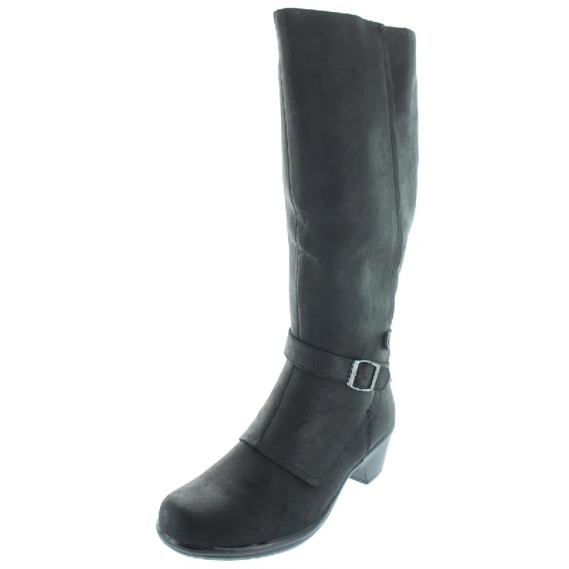 Easy Street Womens Jan Wide Calf Faux Leather Riding Boots