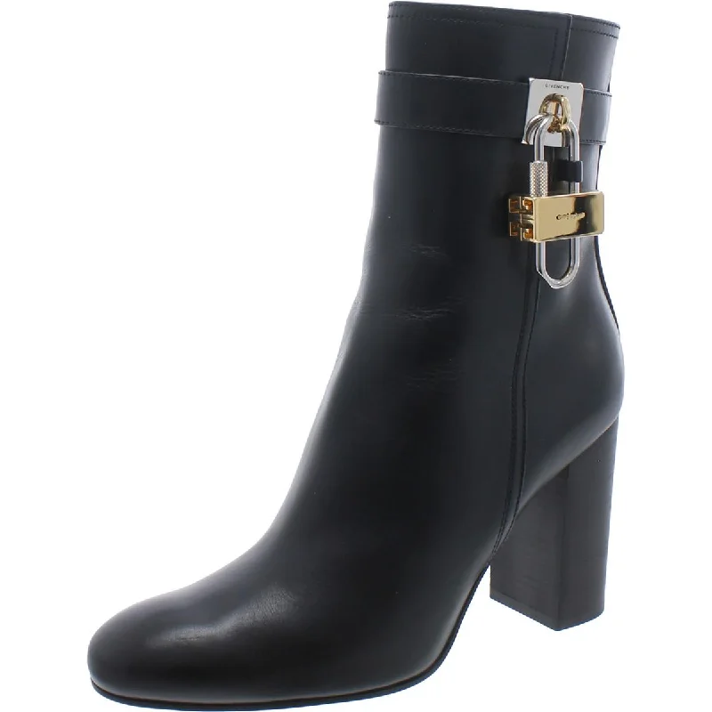 Givenchy Womens Lock Faux Leather Zipper Ankle Boots