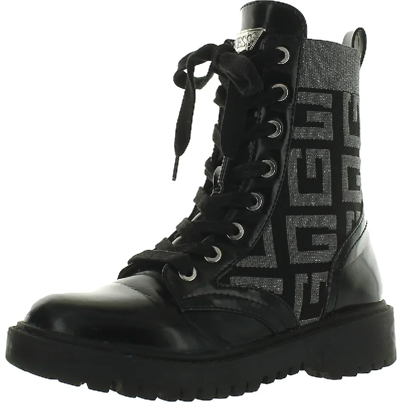 Guess Womens Olinia Faux Leather Platform Combat & Lace-up Boots