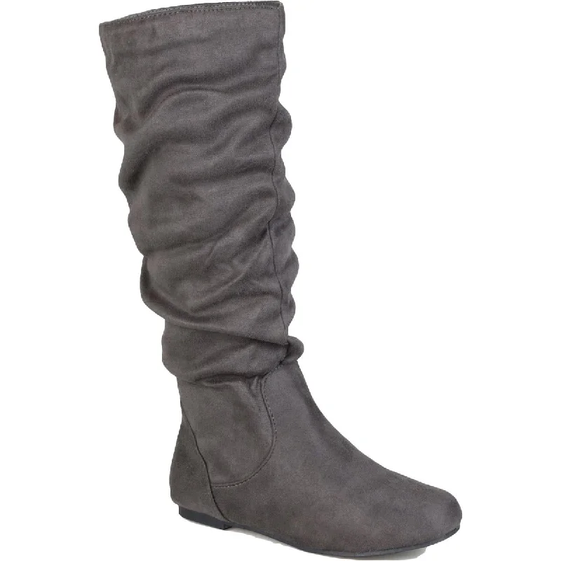 Journee Collection Womens Chely 3 Solid Faux Suede Mid-Calf Boots