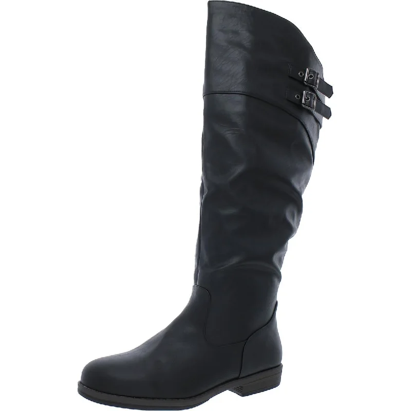 Journee Collection Womens Wide Calf Patent Zipper Mid-Calf Boots