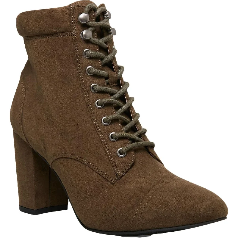 Madden Girl Womens Justinee Faux Suede Heels Combat & Lace-up Boots