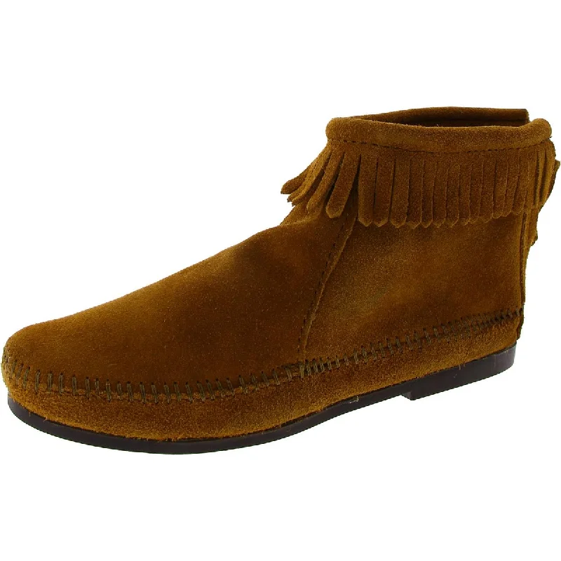 Minnetonka Womens Leather Fringe Ankle Boots