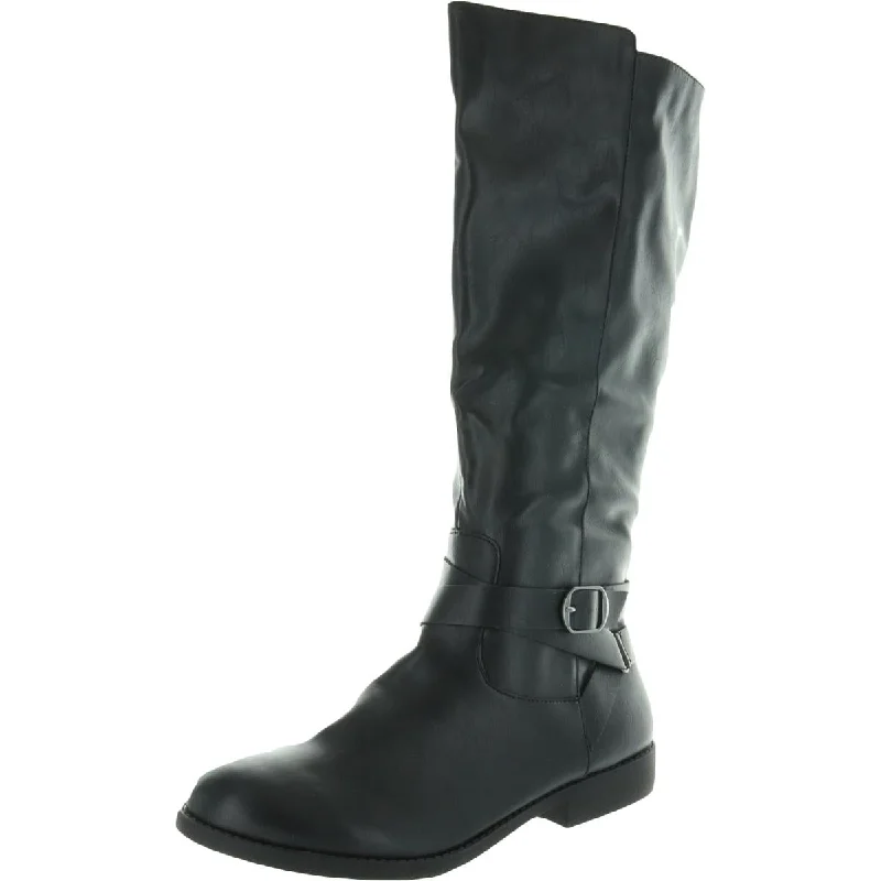 Style & Co. Womens Madixe  Faux Leather Wide Calf Riding Boots