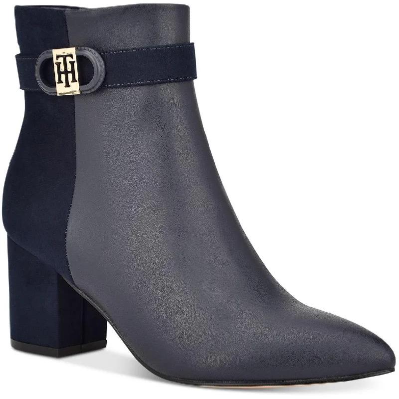 Tommy Hilfiger Womens TWHALLIRI2 Faux Leather Block Heel Booties