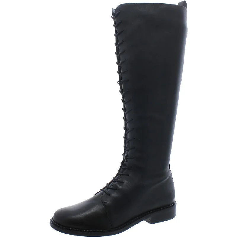 Vince Womens Faux Leather Lace Up Knee-High Boots