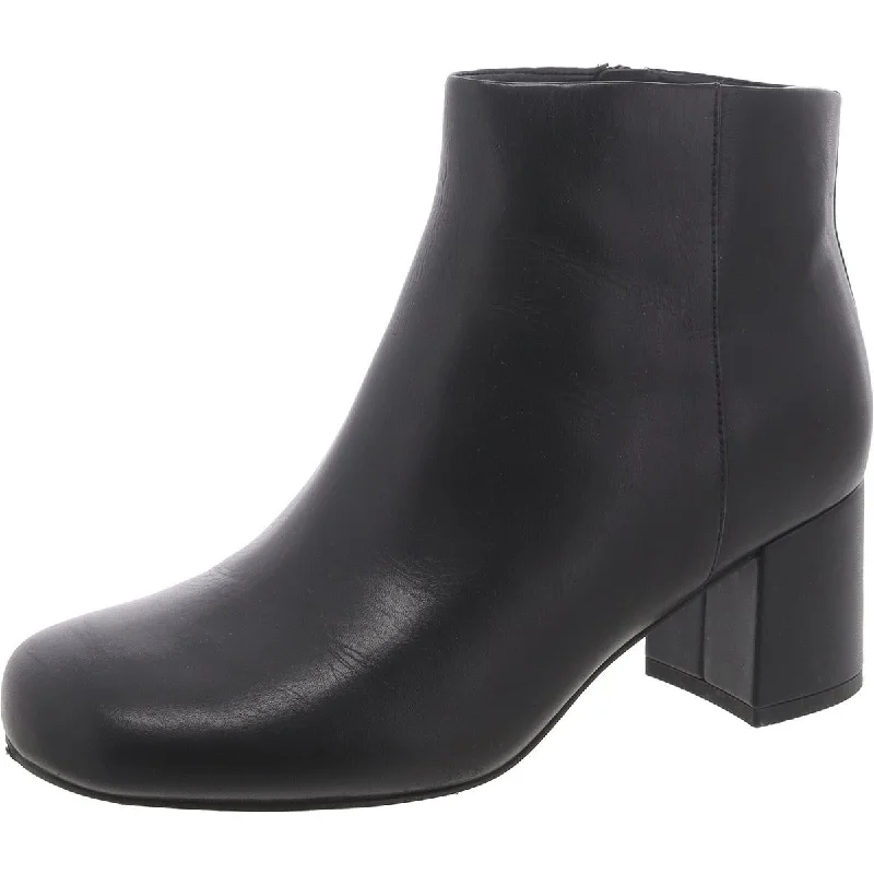 Vionic Womens Leather Block Heel Ankle Boots