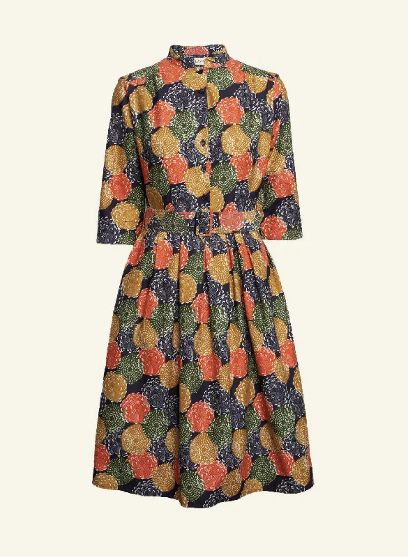 Cynthia Dress - Navy Pinecones