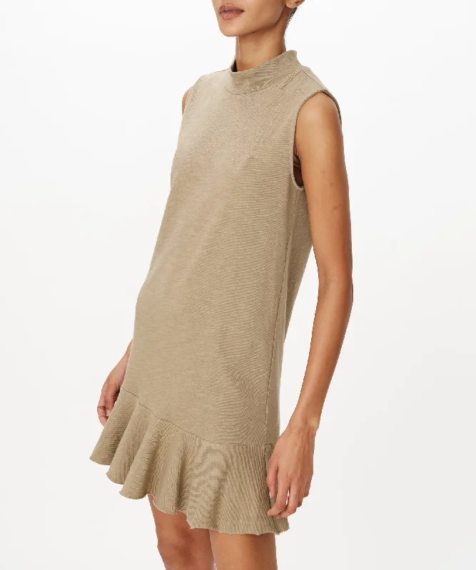 Heavy Slub Jersey Turtleneck Mini Dress - Faded Army