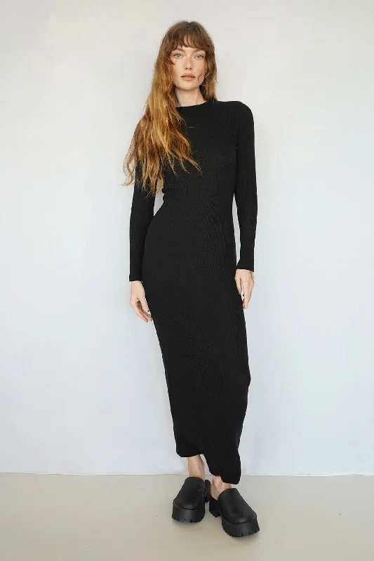 Karlotta Waffle Dress - Black